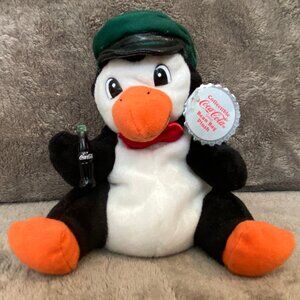Coca Cola Collectible Vintage1997 Bean Bag Plush Penguin in Delivery Cap Stuffed